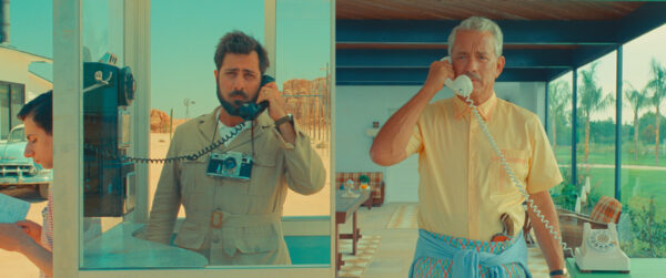 (L to R) Jake Ryan as "Woodrow," Jason Schwartzman as "Augie Steenbeck," and Tom Hanks as "Stanley Zak" in writer/director Wes Anderson's "Asteroid City," a Focus Features release.