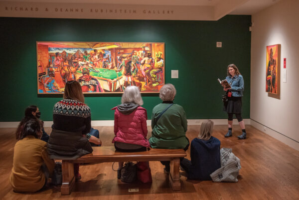 The Portland Book Festival will include pop-up events in the Portland Art Museum, pairing authors with works of art. Last year, Brittney Corrigan was paired with paintings by Isaka Shamsud-Din. Photo courtesy: Portland Book Festival